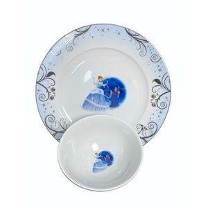 NEW Zrike 2 pc set Disney Princess Fairy Cinderella Dinner Plate and Cereal Bowl